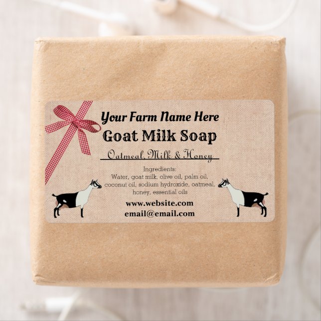 Burlap and Plaid Goat Milk Soap Label - Alpine (Insitu)