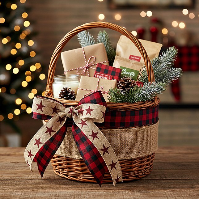 Burlap and plaid stars satin ribbon (Creator Uploaded)