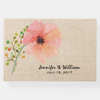 Burlap and Poppy Wedding Guest Book