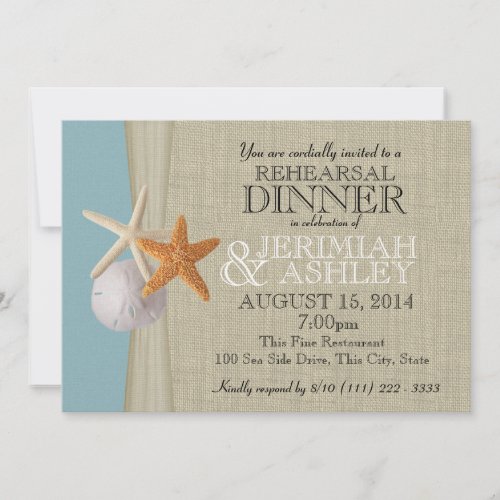 Burlap and Starfish Rehearsal Dinner Custom Announcement