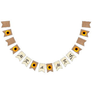 Burlap and Sunflowers Wedding Bunting Bunting Flags
