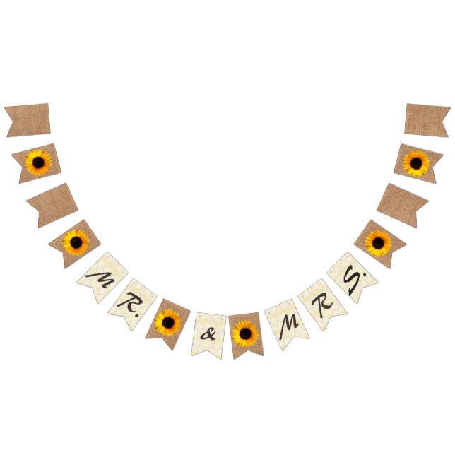Burlap and Sunflowers Wedding Bunting Bunting Flags (All)