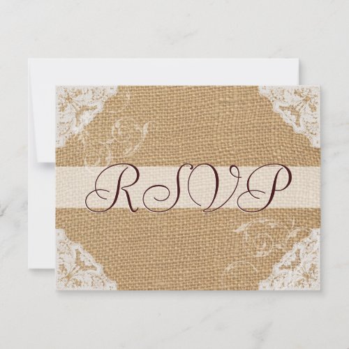 Burlap Antique White Lace Wedding RSVP