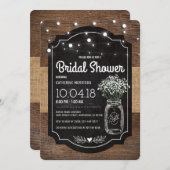 Burlap Baby Breath Wooden Wedding Bridal Shower Invitation (Front/Back)