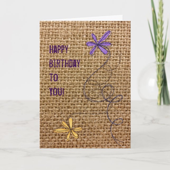 Burlap Birthday Card (Front)