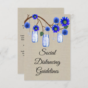 Burlap Blue Floral Mason Jar Safety Measures Enclosure Card