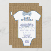 Burlap Bow Tie Undershirt boy Baby Sprinkle Invitation (Front/Back)