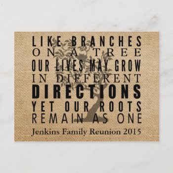 Burlap Branches Tree Family Reunion Invitation by MarceeJean at Zazzle