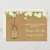 burlap bridal shower Advice Well Wishes Card (Front/Back)