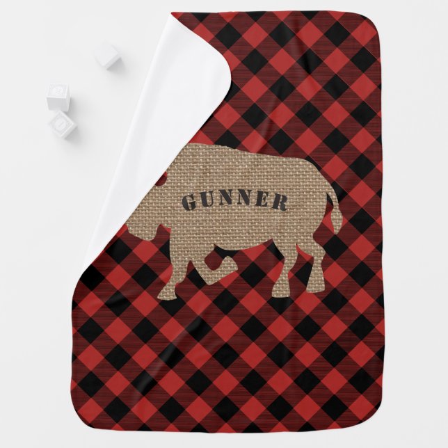 Burlap Buffalo Plaid Baby Blanket (In Situ)