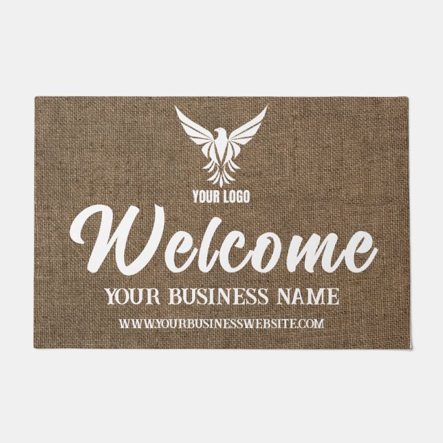 Burlap Business Company Corporate Custom Logo  Doormat (Front)