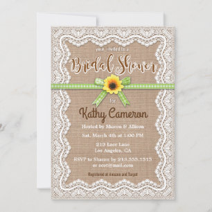 Burlap Canvas and Lace Bridal Shower Invitation