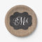 Burlap Chalkboard Look Triple Monogrammed Script