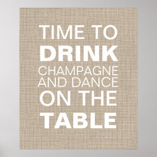 Burlap Champagne Party Poster