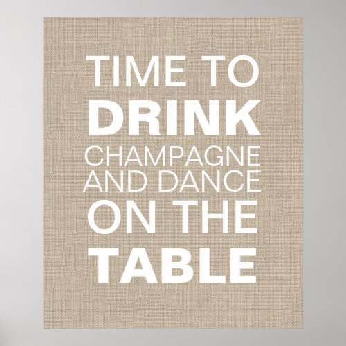 Burlap Champagne Party Poster