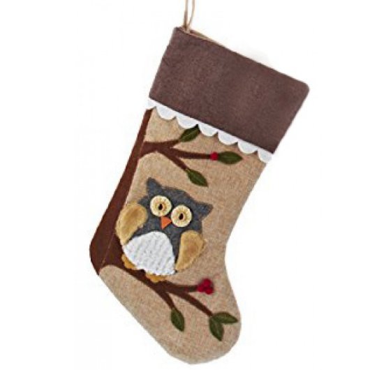Burlap Character Owl Stocking (Front)