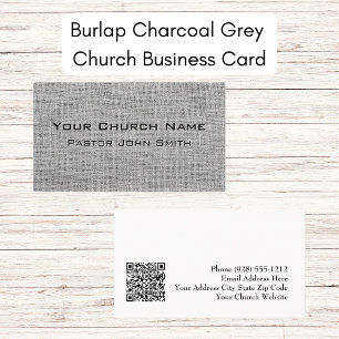 Burlap Charcoal Grey Church Pastor Business Card