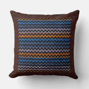 Burlap Colored Chevron Modern Brown Border #15 Throw Pillow