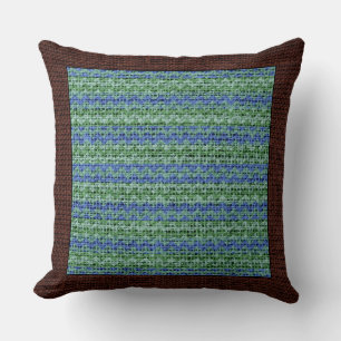 Burlap Colored Chevron Modern Brown Border #20 Throw Pillow