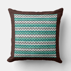 Burlap Colored Chevron Modern Brown Border #22 Throw Pillow