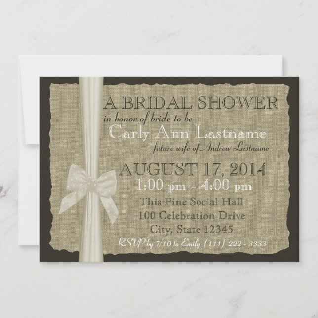 Burlap Country Bridal Shower Invitation (Front)
