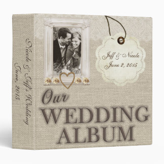 Burlap Country Couple Photo Wedding Photo Album 3 Ring Binder
