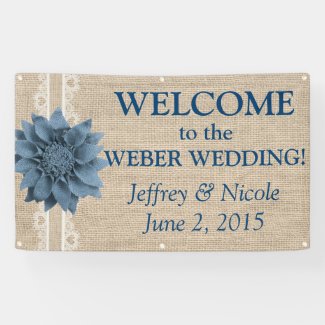 Burlap Country Rustic Custom Wedding Banner