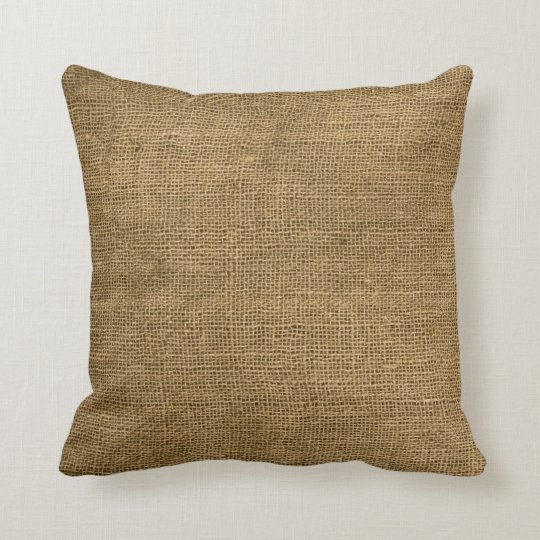 Burlap Country Rustic Fabric Throw Couch Pillow Zazzle Com