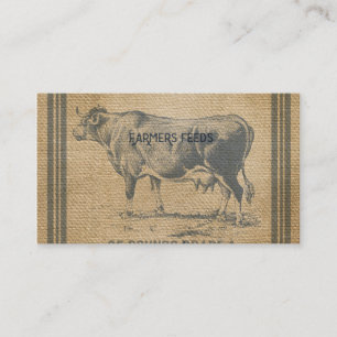 burlap cow feed sack business card