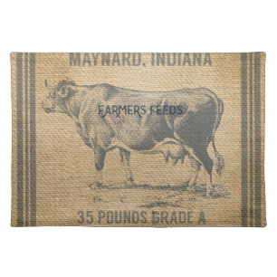 burlap cow feed sack placemat