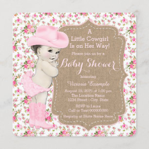 Burlap Cowgirl Baby Shower Invitation