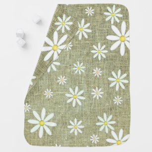 Burlap Daisy Baby Blanket
