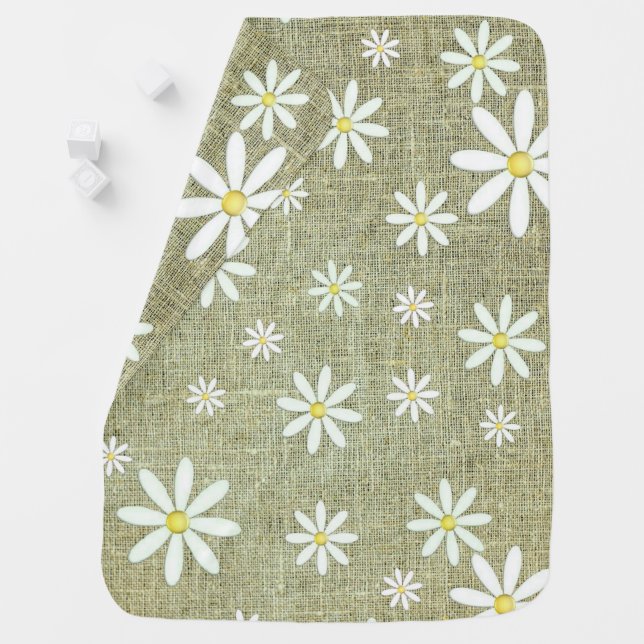Burlap Daisy Baby Blanket (In Situ)