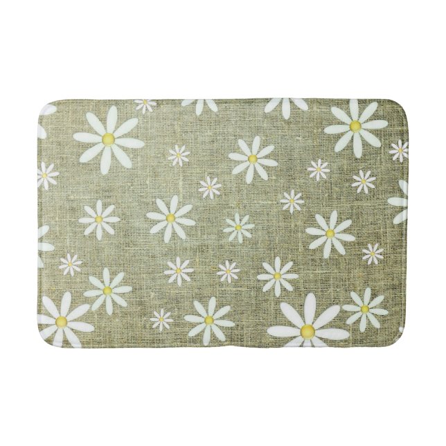 Burlap Daisy Bath Mat (Front)