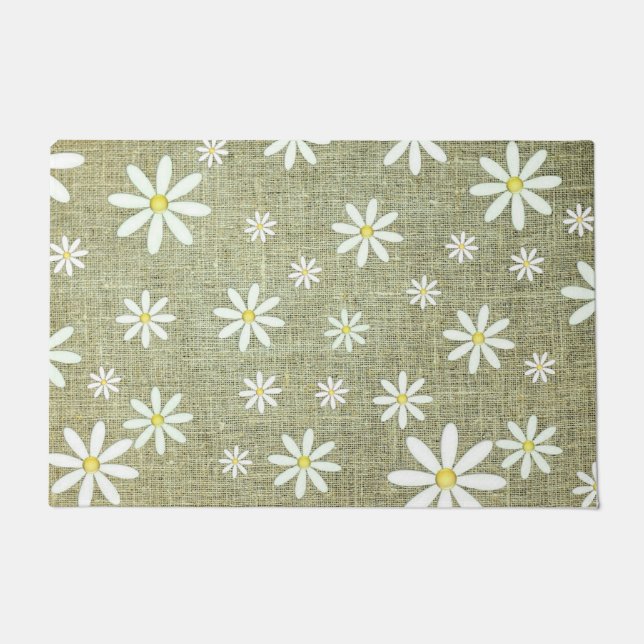 Burlap Daisy Door Mat (Front)