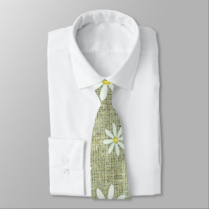 Burlap Daisy Neck Tie