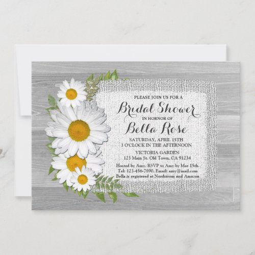 Burlap daisy rustic bridal shower daisy2 invitation