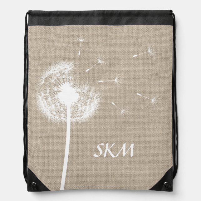 Burlap Dandelion Drawstring Backpack (Front)