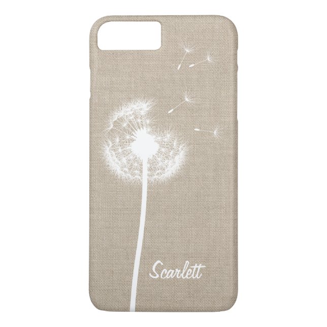 Burlap Dandelion Monogrammed iPhone 7 Plus Case (Back)