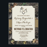 Burlap   Deer Hunting Camo Wedding Invitations<br><div class="desc">Burlap   Deer Hunting Camo Wedding Invitations - features a printed rustic burlap band that wraps around the front and back with a hunting camouflage background. A buck and a doe are at the top,  forming a heart.</div>