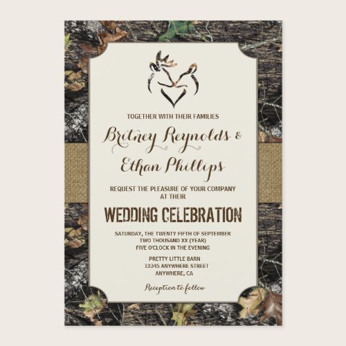 Burlap + Deer Hunting Camo Wedding Invitations Burlap + Deer Hunting Camo Wedding Invitations