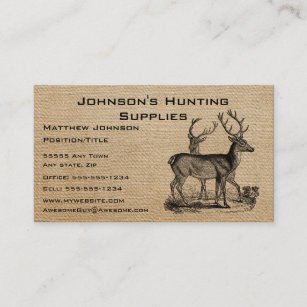 Burlap Deer Hunting Supply Store Business Card