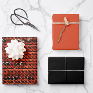 Burlap Distressed Burnt Orange Brown pattern Wrapping Paper Sheets