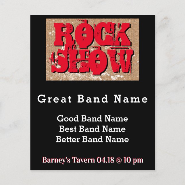Burlap Distressed Personalized Rock Show Grunge 3 Flyer (Front)