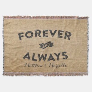 Burlap Forever and Always Throw Blanket