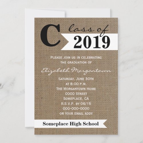 Burlap Graduation Party Invitation