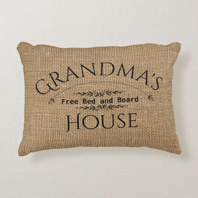 Burlap Grandma's House Personalize Decorative Pillow (Front)