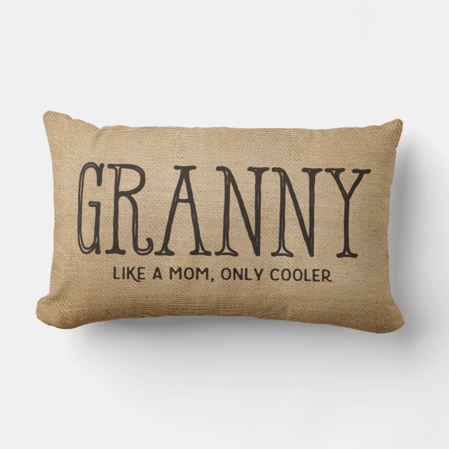 Burlap Granny Like a Mom only Cooler Lumbar Pillow (Front)