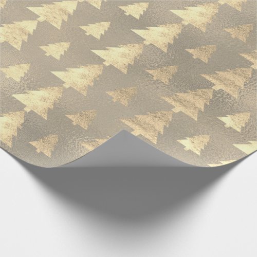 Burlap Gray Cottage Gold Grunge Christmas Tree Wrapping Paper