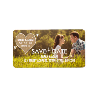 Burlap Heart | Rustic Save the Date Address Label